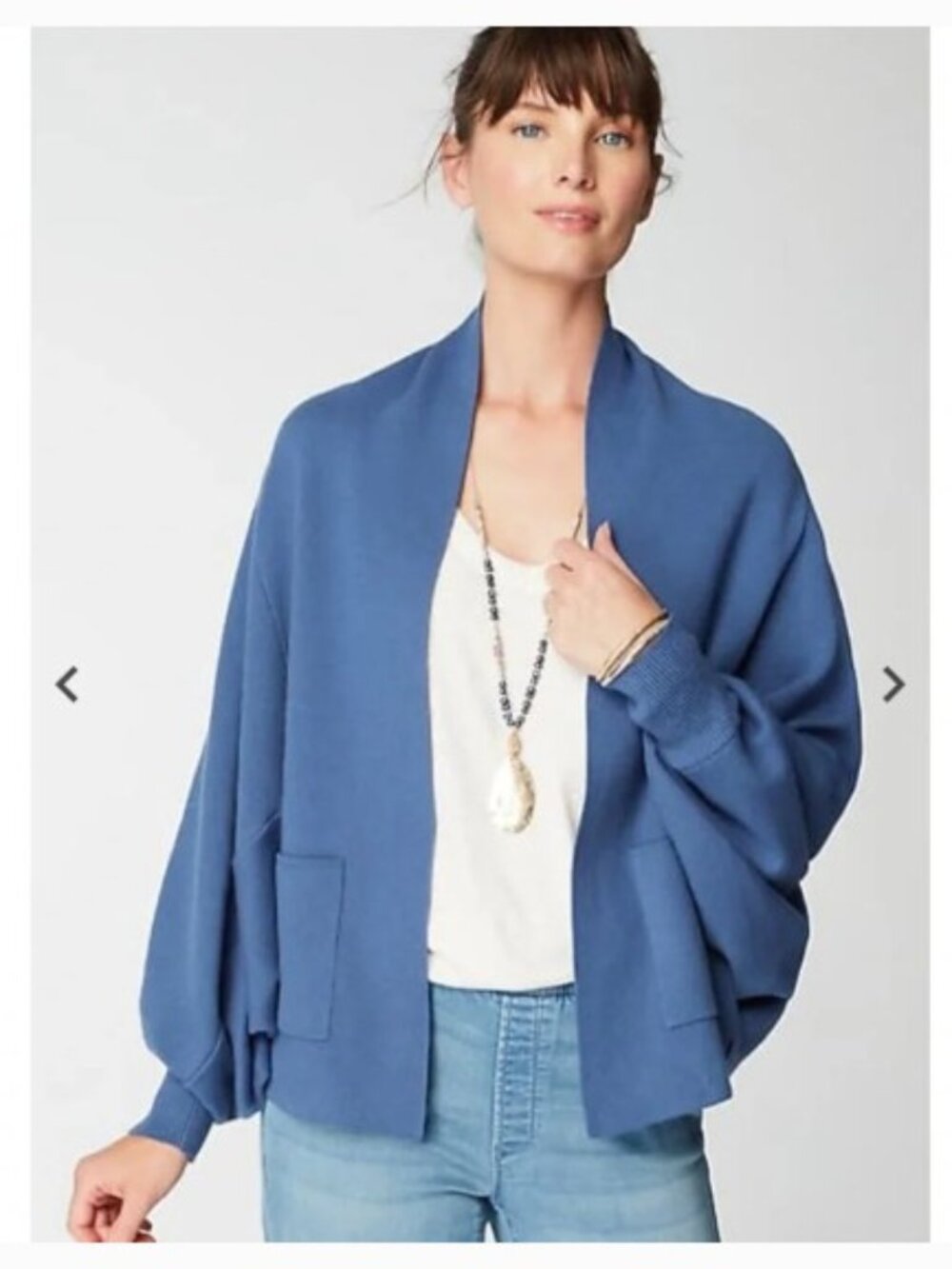 J. Jill Pure Jill Double-Knit Dolman-Sleeve Cardi Blue Women's Shrug M